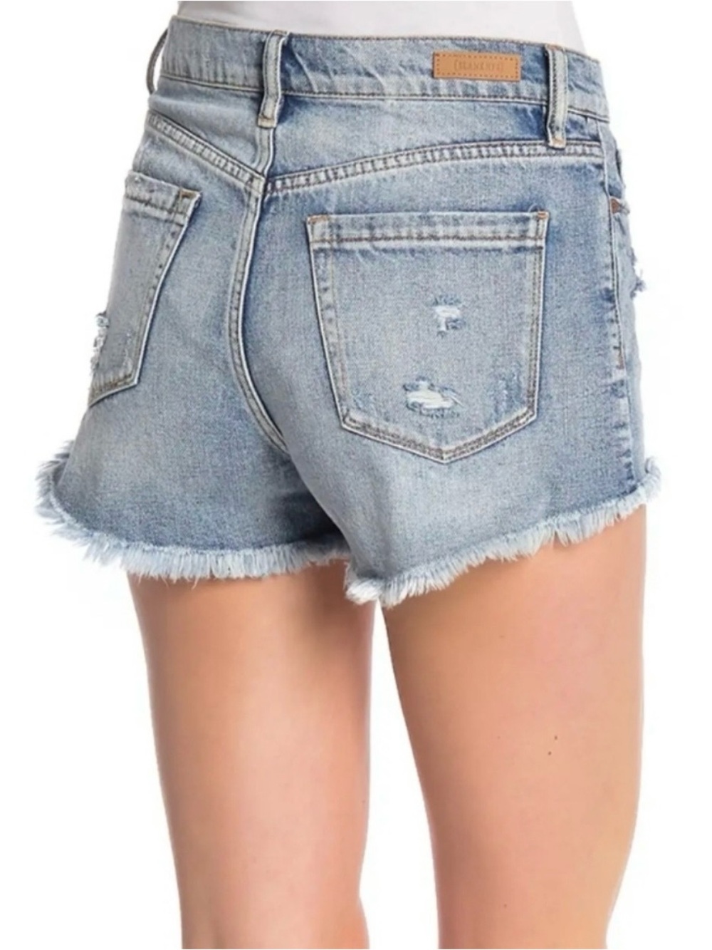 BLANKNYC Distressed Denim Cutoff Shorts Women’s Size 29 Light Wash Raw Hem - Picture 2 of 9